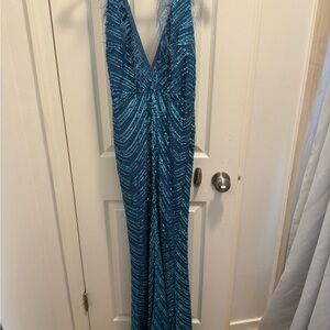 Elegant Blue Sequin Gown